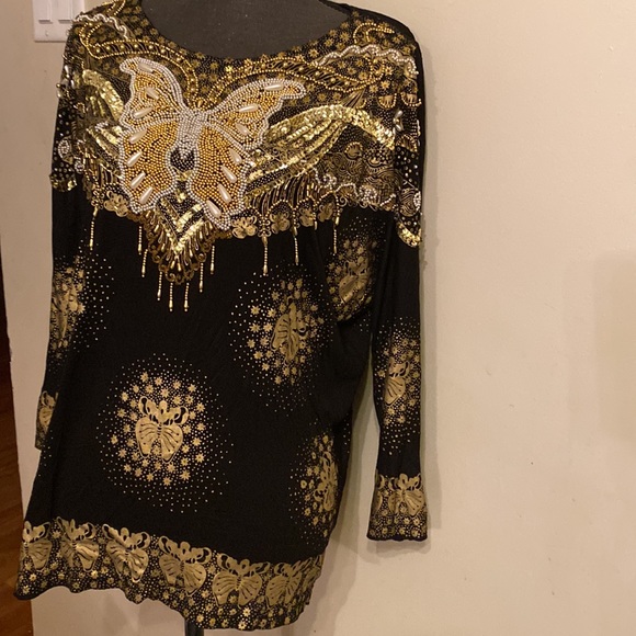 Vintage Bali chic top with beaded butterfly design size OS - Picture 6 of 13